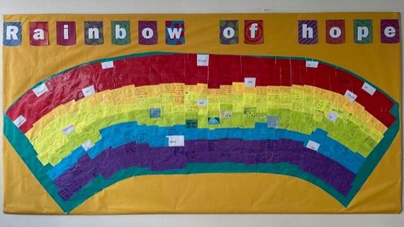 Students and staff create rainbow of hope to mark lockdown year ...