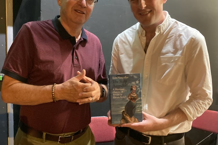 Chris Warne with author Tom Nancollas at Penzance Literary Festival 
