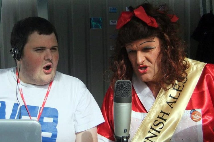 Aaron James interviewing Betty Stoggs at Looe Music Festival 2012.