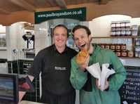 Olly Murs picks up a pasty in Saltash