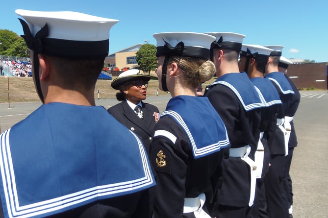 Hon Capt Peaches Goldingtalks with the lastest sailors to join the Fleet