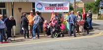 Protest mounted outside Liskeard Train Station's ticket office 