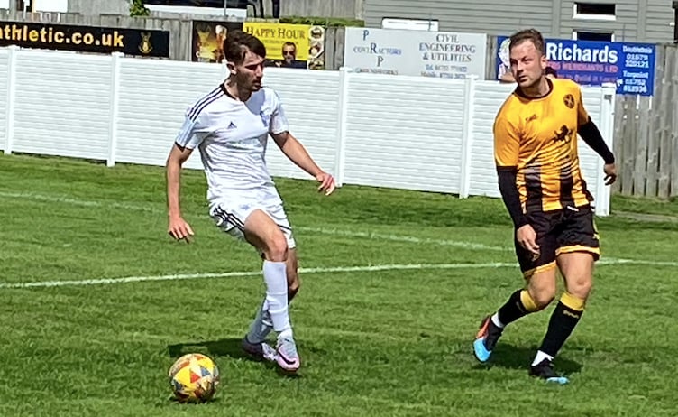 Torpoint's Elliott Crawford (right) in action on Saturday against Nailsea and Tickenham. Picture: Nigel Walrond