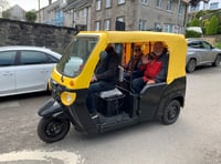 Residents rode in Tuk Tuks during transport trial day