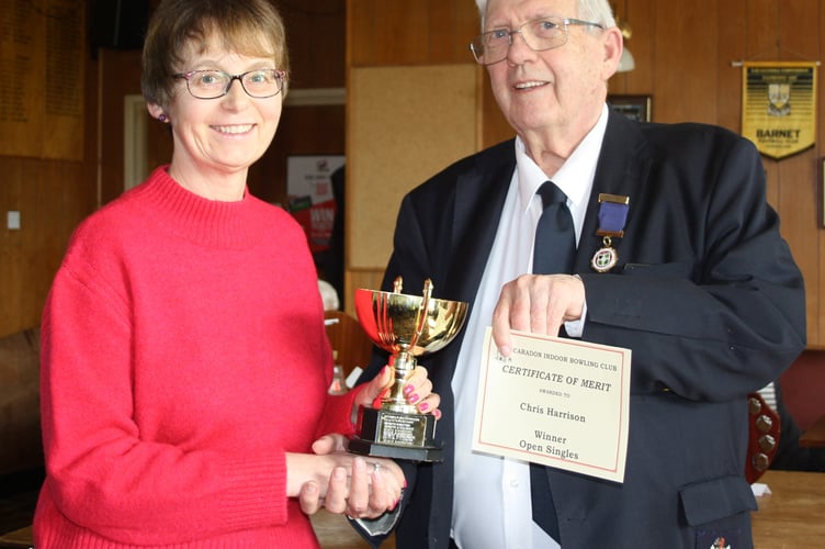 Chris Harrison (left) won the ladies' Open Singles event.