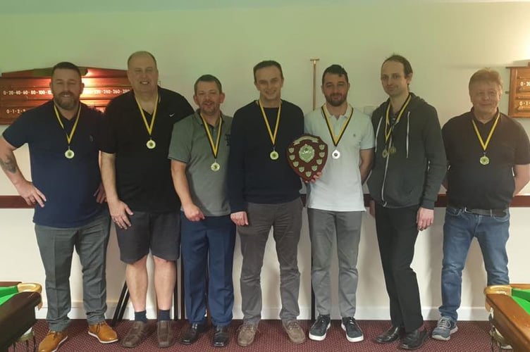 The Liskeard seven who saw their side beat St Blazey 8-6 at St Neot Social Club.