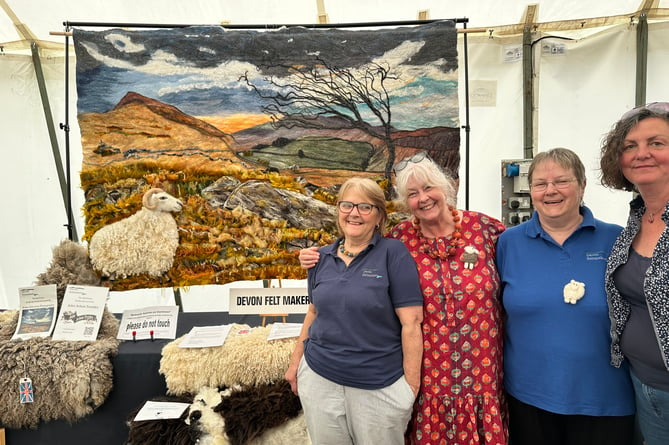 Some of the Devon Feltmakers with their wallhanging, from left Ginny Shipway, Kath Brabbins, Christine Munkenbeck and Anne Louise Boyd