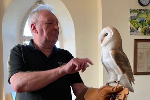 Graham Parker from 'Owl Show and Tell' with Nina who kindly visited the members of Coad's Green Women's Institute recently