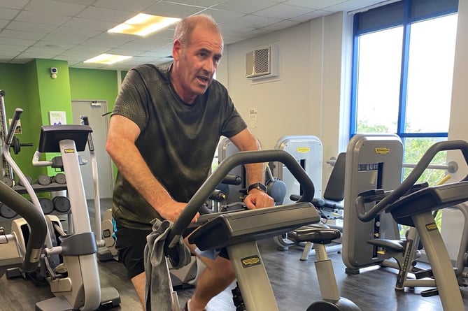 Nigel Cape, 58, from Saltash using the equipment at his local leisure centre