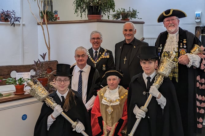 The civic group gather to mark the official swearing in of Cllr Christina Whitty as mayor of Liskeard for the coming year. (Picture: Kerenza Moore)
