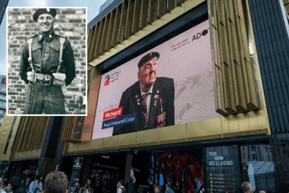Veteran pictured on London billboards for 80th anniversary campaign