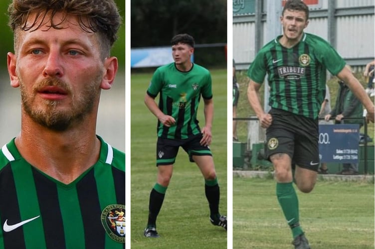 Torpoint Athletic's new signings. From left: Luke Cloke, Lewis Vooght and Matty Edwards.