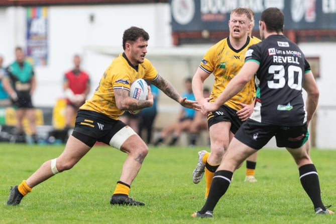 David Weetman runs at the Keighley Cougars defence during Sunday's clash in Penryn. Picture: Colin Bradbury