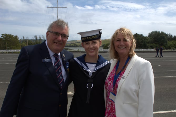 Lily's passing out parade with Mum Mel and Cllr Chris Harwood. (Picture: Looe Town Council)