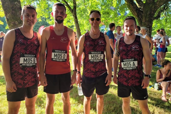 The Tamar Trotters quartet who finished third in the men's team event at the Tavistock Town Relays. From left: Richard Ezra-Ham, Jacob Landers, Luke Attwood and Ollie Oldfield.