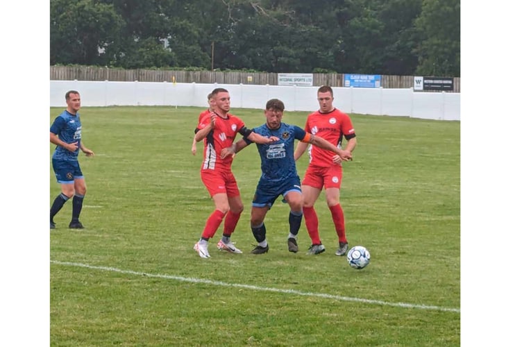 Torpoint skipper and striker Luke Cloke, pictured in action against Portishead Town earlier in the season, was in fine form in a losing cause at Street on Saturday. Picture: Sherrie Full