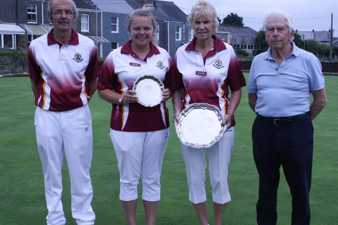 The Family Pairs winners along with sub John Whetter (far left). Picture: Liskeard Bowling Club