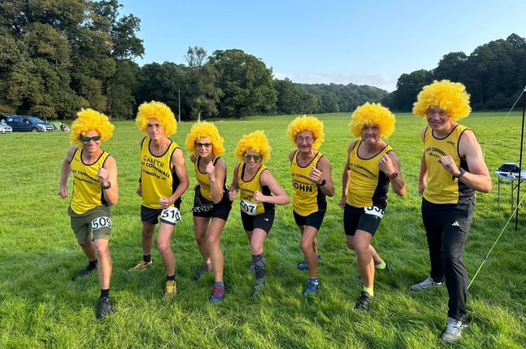 The seven East Cornwall Harriers before the start of the Devon and Cornwall Backyard Ultra in Plymouth. From left: Oli Jones, Gareth Price, Rachael Young, Ali O’Hora, John Sudell, Craig Vaughnley and Dave Hannah. Picture: East Cornwall Harriers.