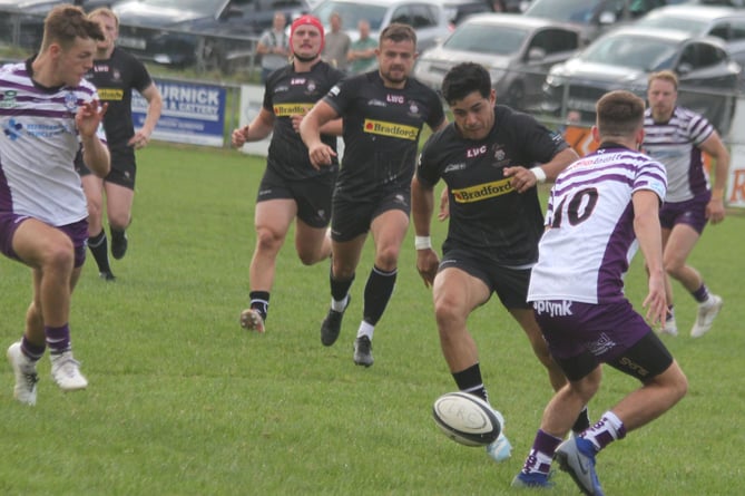 Launceston full-back Jose Luis Juarez kicks the ball forward against Exmouth on Saturday. Picture: Paul Hamlyn