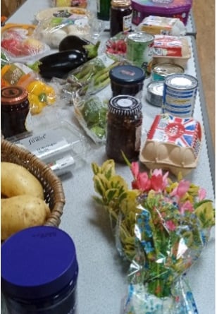 One of the tables laden with goodies for the Pensilva Women's Institute harvest festival and auction