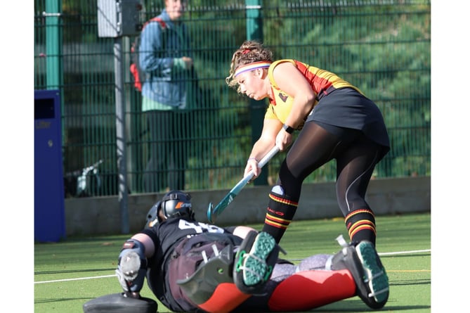 Caradon's Laura Hill shoots towards goal as the goalkeeper watches on. Picture: Glen Rogers