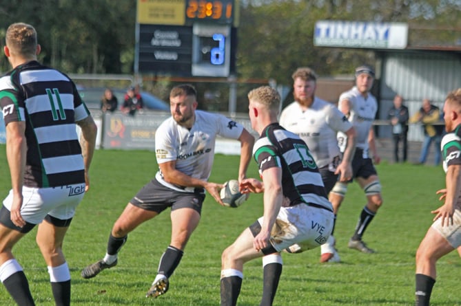 Launceston fly-half Tom Sandercock sends a pass out wide during Saturday's home victory over Matson. Picture: Paul Hamlyn