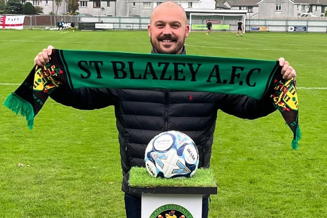 Lee Denton was all smiles after being unveiled as the club's new manager over the weekend. Picture: St Blazey AFC