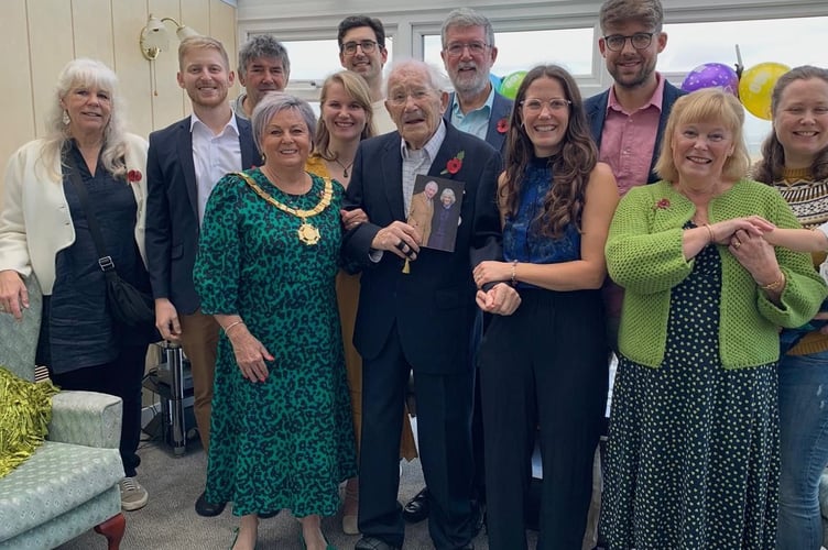 John Noakes was surrounded by family from around the UK as he celebrated his 100th Birthday at the beginning of November with Mayor Cllr Julia Peggs in attendance. (Picture: Sarah Martin)