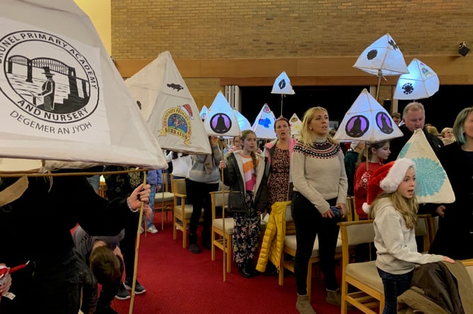 Children from all four Saltash primary schools attended the service with lanterns they had made in workshops. (Picture: Sarah Martin)