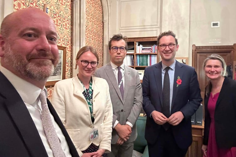 Cornwall\'s four Labour MPs Perran Moon, Anna Gelderd, Noah Law and Jayne Kirkham pictured with Darren Jones, Chief Secretary to the Treasury.