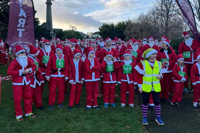 Blue skies greeted more than 220 runners who turned out for the Santa Fun Run one week after Storm Darragh thwarted plans for Saltash's Christmas Festival. (Picture: Rachel Bullock)