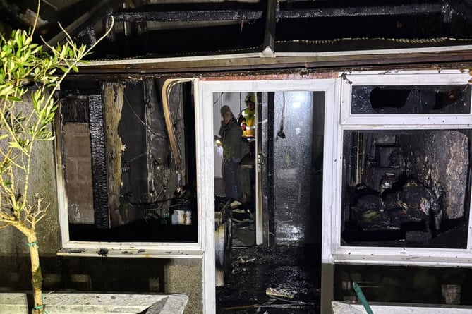 The scene of a washing machine fire in Saltash on Christmas Eve