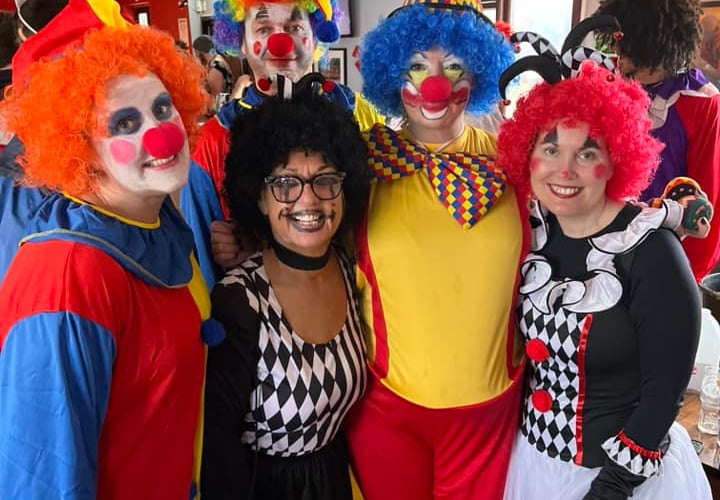 Clowning around en route, just some of those who took part in the annual Saltash Pram Race