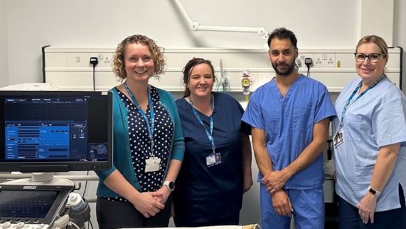 Pictured (left to right): Leonie Wheeldon (Consultant Biomedical Scientist Diagnostic Cytopathology), Sarah Martyn (Consultant Sonographer), Gerard Little (Biomedical Scientist) and Mandy Keen (Clinical Imaging Assistant)