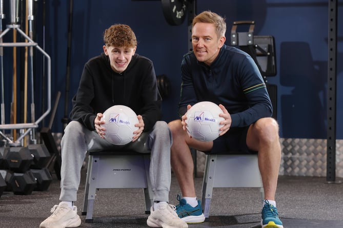 TV presenter Simon Thomas and his son Ethan (15) have bonded over a shared interest in football. Photo released January 14 2025. British children get less than four hours of exercise a week outside of school - but spend more than 14 hours looking at screens, according to research. A poll of 2,000 parents with children aged six to 17 found kids spend an average of five and a half hours watching TV, five hours playing video games and four hours and 20 minutes scrolling social media a week. That combined figure dwarfs the amount of time spent exercising and the three hours and 29 minutes spent reading books. Shockingly, four in 10 parents (38 per cent) think their children would consider video games to be âa form of exerciseâ. 
