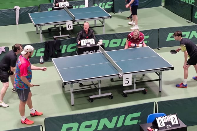 Cornwall table Tennis championships doubles semi-final.