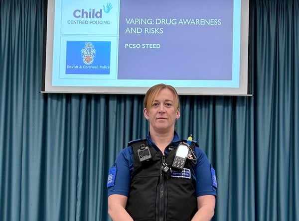 PCSO Bex Steed has been delivering assemblies at Liskeard School about the dangers of vaping