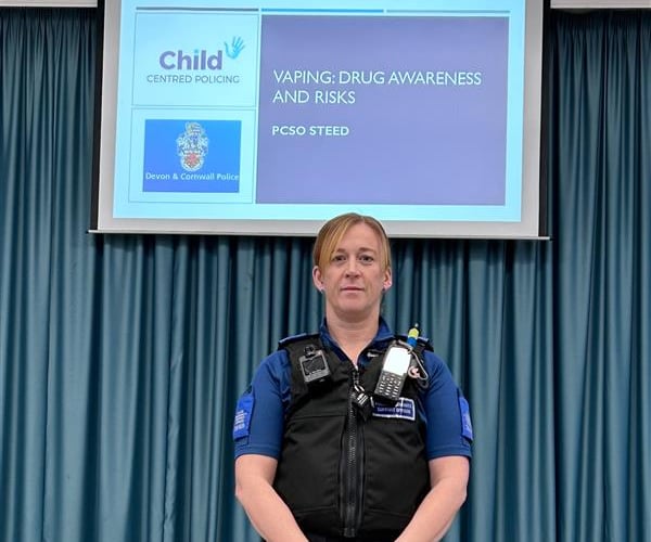 PCSO Bex Steed has been delivering assemblies at Liskeard School about the dangers of vaping