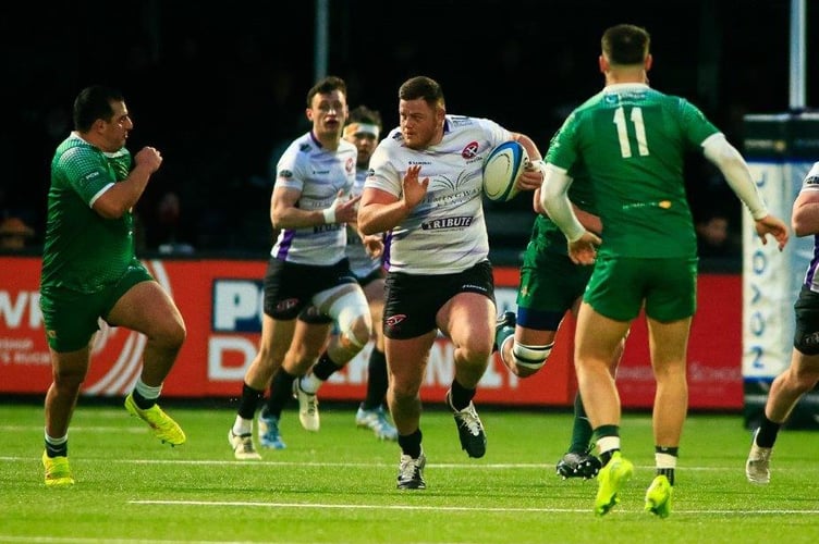 Cornish Pirates forward Ollie Andrews in action during his side's Championship clash with Ealing Trailfinders