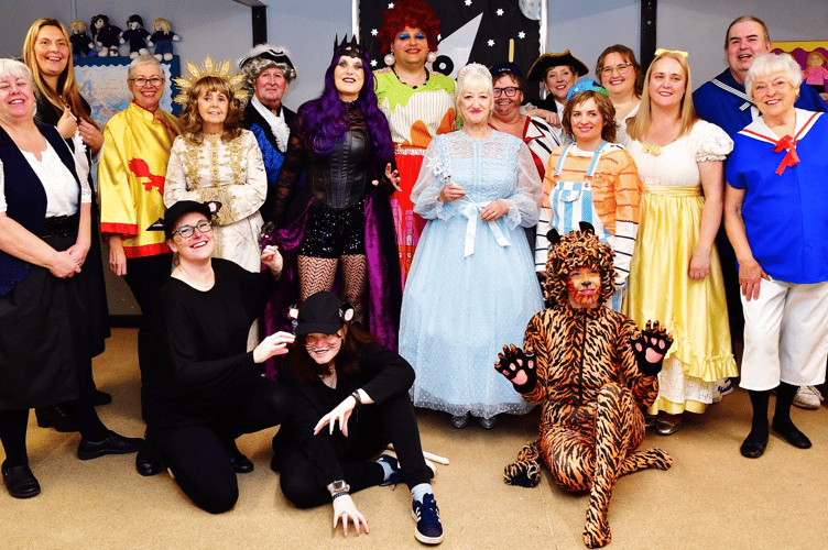 The Torpoint Players cast who this year are performing Dick Whittington at the Council Chambers