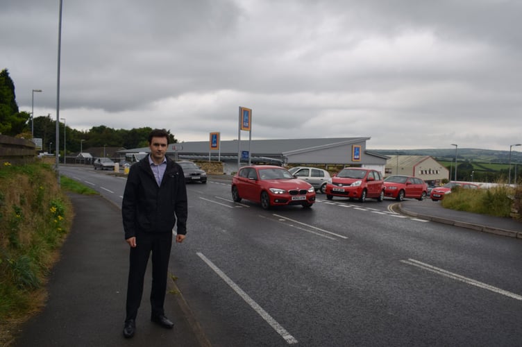 Liskeard County and Town Councillor Nick Craker pictured outside of the Aldi supermarket in Charter Way