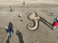 Chance to create sand art during litter pick on beach