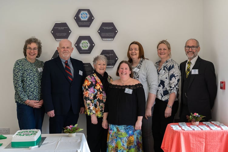 St Tudy Community Hub trustees and committee members during the official opening. (Picture: Frankie Thomas on behalf of St Tudy Playing Field Trust) 