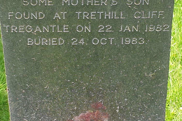 The grave of 'Some Mother's Son' found in Horson Cemetery in Torpoint