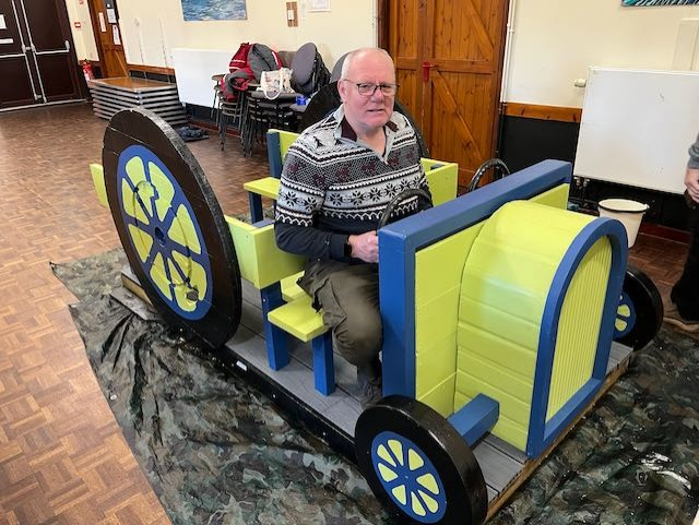 Members of the Looe Shedders have created this wonderful playground tractors for children at Trenode Primary School