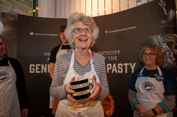 Sue Mountford of Penpol, Truro, winner of the World's Fastest Crimper contest at the Great Cornish Food store