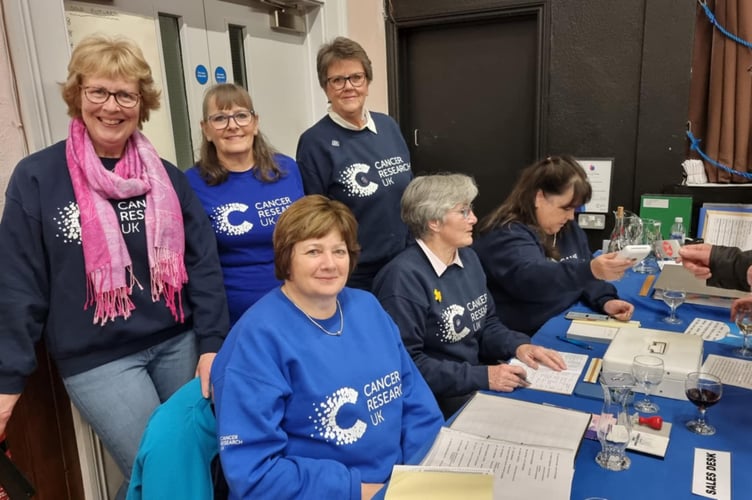 The wonderful volunteers from the Liskeard Cancer Research UK branch at their Arts & Craft Exhibition at the Public Hall