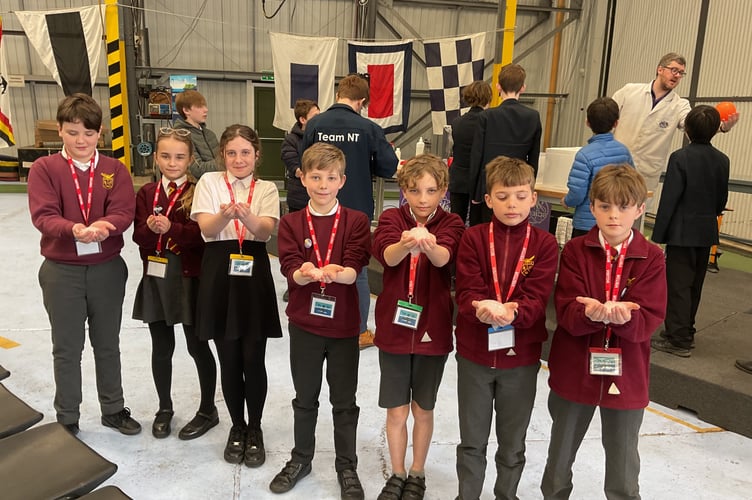 Youngsters from the Darite Primary Academy taking part in the  First Lego League Robot Performance at RNAS Culdrose. 