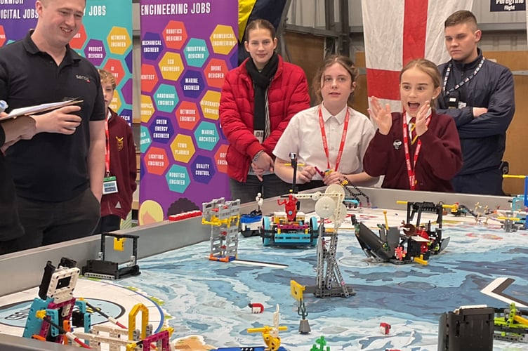 Youngsters from the Darite Primary Academy taking part in the  First Lego League Robot Performance at RNAS Culdrose. 